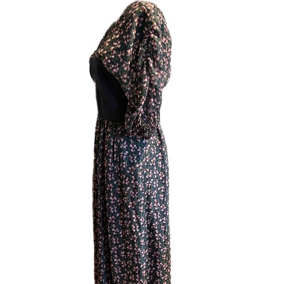 Alexa Chung Bella dress - floral chiffon midi with cutout linen bodice - RARE - Picture 5 of 6